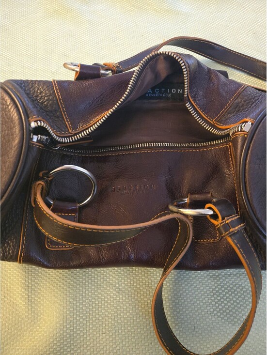 Kenneth Cole Reaction Other - Kenneth Cole Reaction Brown Leather Duffel Satchel Bag *Broken Zipper*